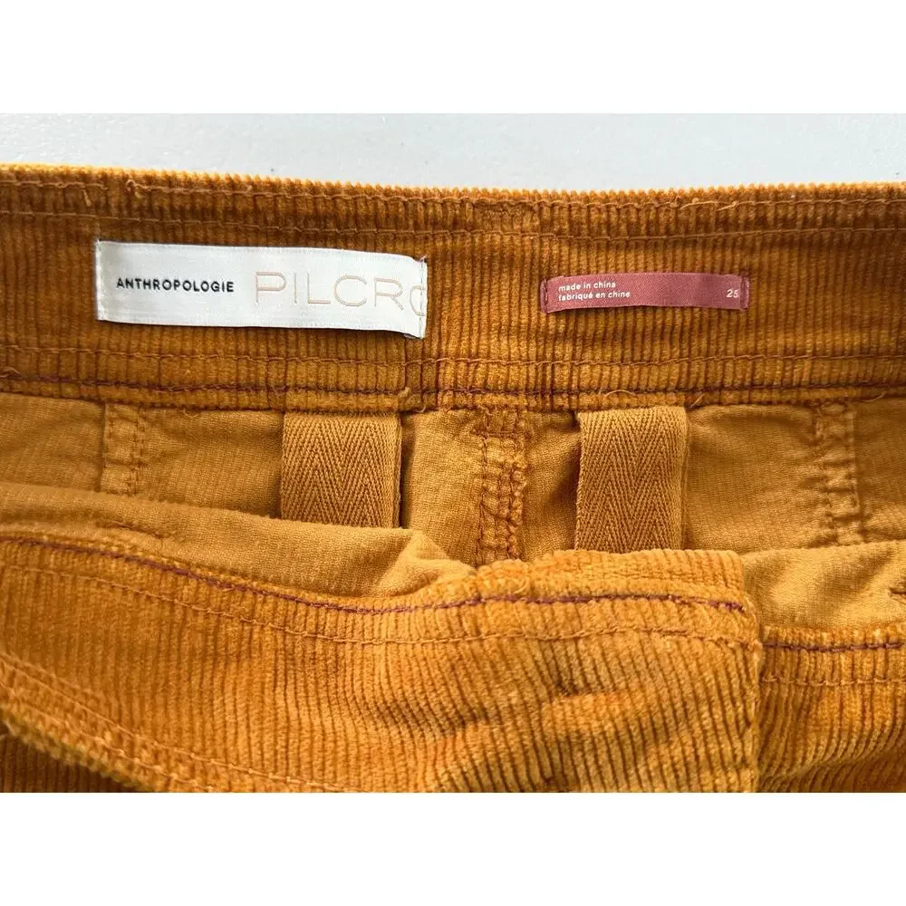 Anthropologie Pilcro High Rise Bootcut Corduroy Pants Cedar Mustard Yellow 25 - Picture 8 of 14
